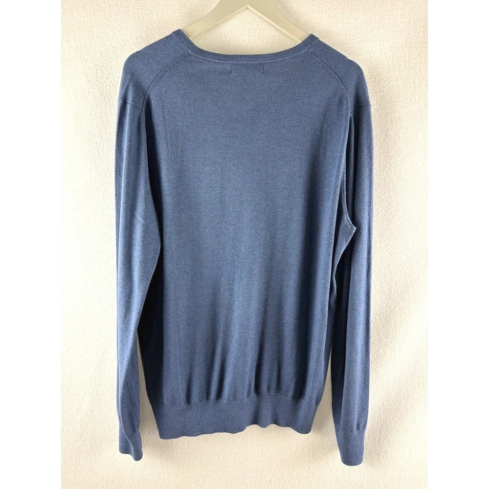 Banana Republic Luxury Blend Sweater Silk Cashmere Blue V-Neck Men L Lightweight